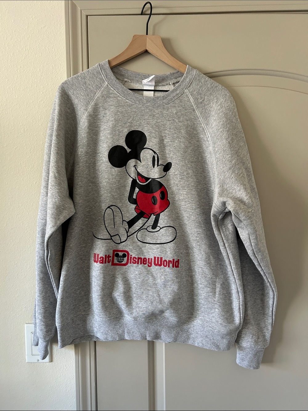 Walt Disney world Gray Crewneck Sweatshirt with Mickey — stained